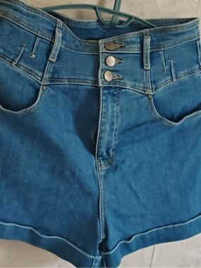 High-Waist Blue Denim Jean Shorts